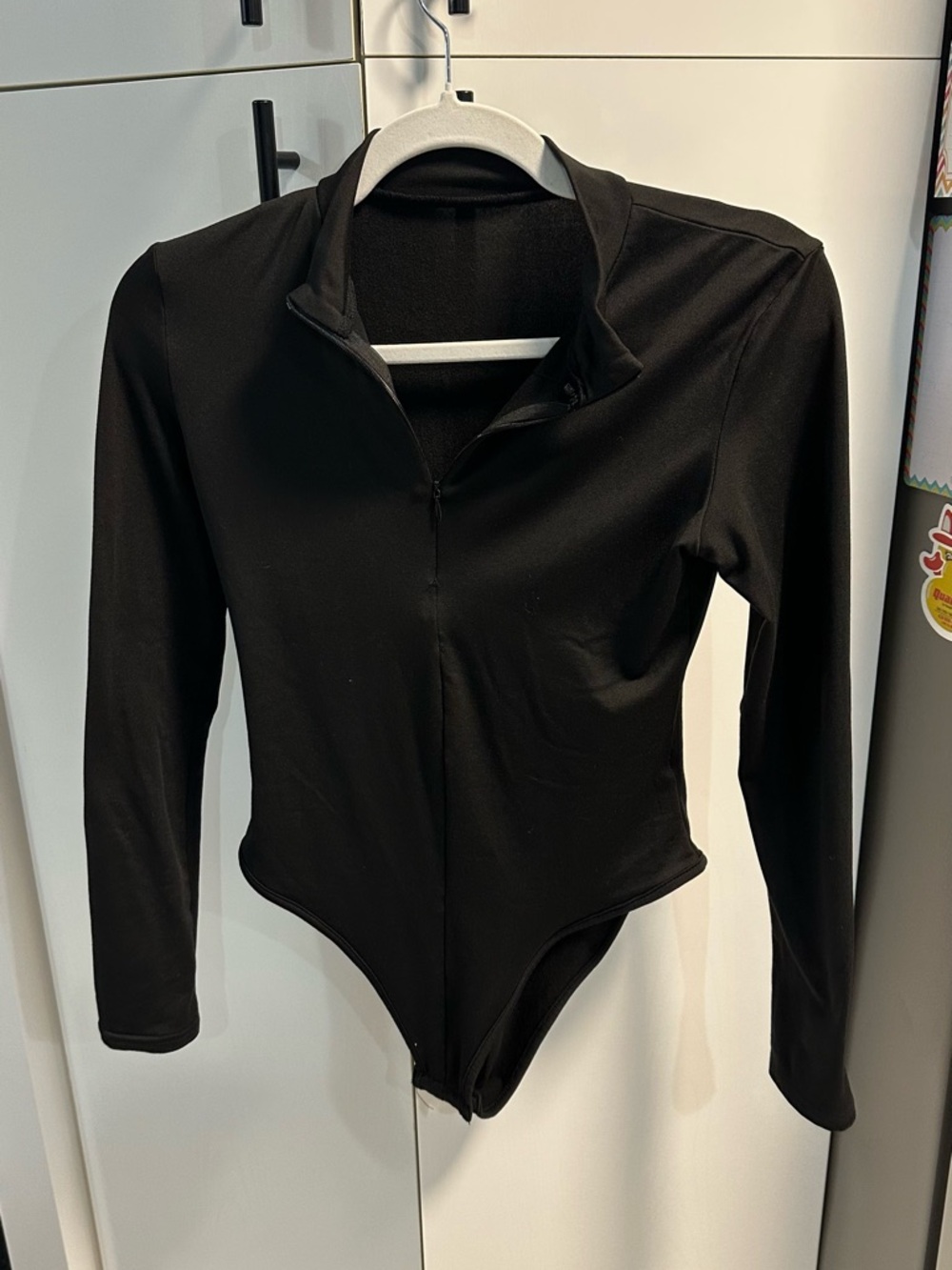 Black Long Sleeve Zip Bodysuit